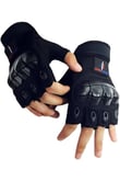 Single Sword Yarım Parmak iç ve Dış Koruma Destekli Motorcu&Bisiklet Eldiveni (SİYAH-XL)