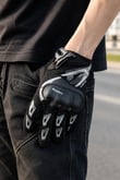 Suomy Noctilucence Dokunmatik Darbeli Tam Parmak Koruma Motosiklet Bisiklet Scooter Kurye Eldiveni 