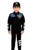 Unisex Çocuk Polis Kıyafeti (Şapka, Gömlek, Pantolon Takımı) (8-TOPLUM POLİSİ)
