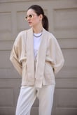 Bej Kraşlı Kimono