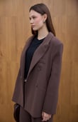 Kahve Kruvaze Blazer Ceket