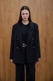 Siyah Kruvaze Blazer Ceket