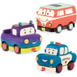B. Toys 3'lü Mini Çek-Bırak Araba Seti - Polis/Retro Van/Jeep