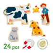 Djeco Mıknatıslı Oyunlar - Wooden Farm Magnets