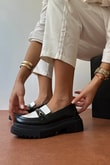 Kadın Loafer Ayakkabı SİYAH BEYAZ