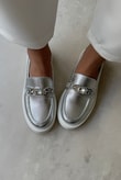 Kadın Taşlı Loafer SİLVER