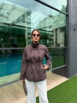 QULOVEYENİ GELENLERAcı Kahve Apolet Detaylı Dik Yaka Ceket