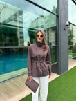 QULOVEYENİ GELENLERAcı Kahve Apolet Detaylı Dik Yaka Ceket