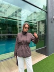 QULOVEYENİ GELENLERAcı Kahve Apolet Detaylı Dik Yaka Ceket