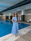 QULOVEYeni GelenlerAçık Mavi Kendinden Kemerli Denim Elbise