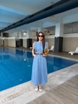 QULOVEYeni GelenlerAçık Mavi Kendinden Kemerli Denim Elbise