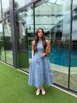QULOVEYeni GelenlerAçık Renk Kot Godeli Elbise