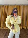 QULOVEYeni GelenlerAkra Sarı Keten Oversize Ceket