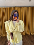 QULOVEYeni GelenlerAkra Sarı Keten Oversize Ceket