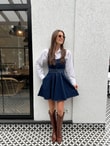 QULOVEYeni GelenlerAYARLANABİLİR ASKILI KISA KOT ELBİSE