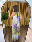 QULOVEYeni GelenlerBatik Desen Astarlı Halter Yaka Elbise