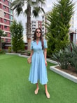 QULOVEYENİ GELENLERBebe Mavi Fermuarlı Kemerli Elbise
