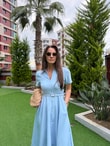 QULOVEYENİ GELENLERBebe Mavi Fermuarlı Kemerli Elbise
