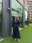 QULOVEYENİ GELENLERBelden Pileli Kot Elbise