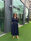 QULOVEYENİ GELENLERBelden Pileli Kot Elbise
