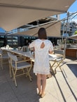 QULOVEYeni GelenlerBeyaz 2 Boyutlu Çiçekli Elbise