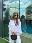 QULOVEYeni GelenlerBeyaz İp Bağcıklı Gömlek