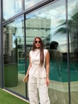 QULOVEYeni GelenlerBeyaz Kemerli Degaje Yaka Elbise