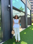 QULOVEYENİ GELENLERBeyaz  Kemerli Yaka Detaylı Bluz