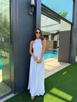 QULOVEYENİ GELENLERBeyaz Kolsuz Drape Detaylı Astarlı Elbise