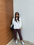 QULOVEYeni GelenlerBeyaz Leopar Hayvan Figürlü Leopar Sweat