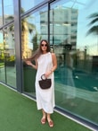 QULOVEYeni GelenlerBeyaz Omuzdan Bağlamalı Elbise