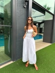 QULOVEYENİ GELENLERBeyaz Paça Pileli Bagy Pantolon 