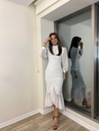 BEYAZ ŞİFON ASTARLI ELBİSE