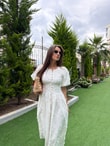 QULOVEYENİ GELENLERBrode Balon Kollu Büzgülü Elbise