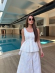 QULOVEYeni GelenlerBrodeli Dantelli Bluz Etek Takım
