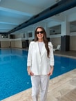 QULOVEYeni GelenlerÇizgili Astarlı Ekru Ceket