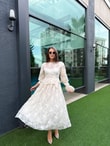 QULOVEYENİ GELENLEREkru Dantelli Büzgülü Elbise