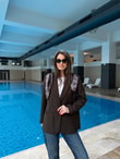 QULOVEYeni GelenlerFlar Detaylı Kahve Blazer Ceket