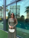 QULOVEYeni GelenlerHaki Dantel Astarlı Elbise