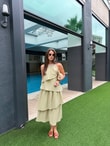 QULOVEYENİ GELENLERHaki Yaka İşleme Detaylı Elbise