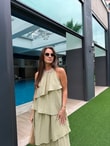 QULOVEYENİ GELENLERHaki Yaka İşleme Detaylı Elbise
