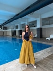 QULOVEYeni GelenlerHalter Yaka Tafta Hardal Elbise