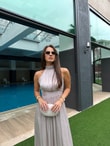 QULOVEYENİ GELENLERHalter Yaka Taş Astarlı Elbise