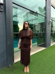 QULOVEYENİ GELENLERKahve Parıltılı İşlemeli Elbise