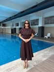 QULOVEYeni GelenlerKahve Pelerinli ve Taşlı Elbise