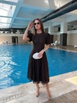 QULOVEYeni GelenlerKahve Sıfır Yaka Maxi Dantel Elbise