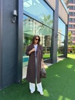 QULOVEYENİ GELENLERKahve Tek Düğme Astarlı Uzun Trech