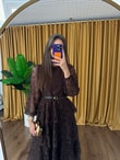 QULOVEYeni GelenlerKat Kat Dantelli Elbise KAHVE