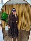 QULOVEYeni GelenlerKat Kat Dantelli Elbise KAHVE