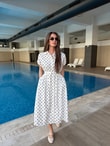 QULOVEYeni GelenlerKendinden Kemerli Beyaz Puantiyeli Elbise